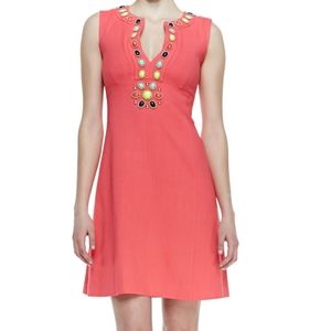 Kate Spade NY Edith Linen Dress Beaded   Neck Bib